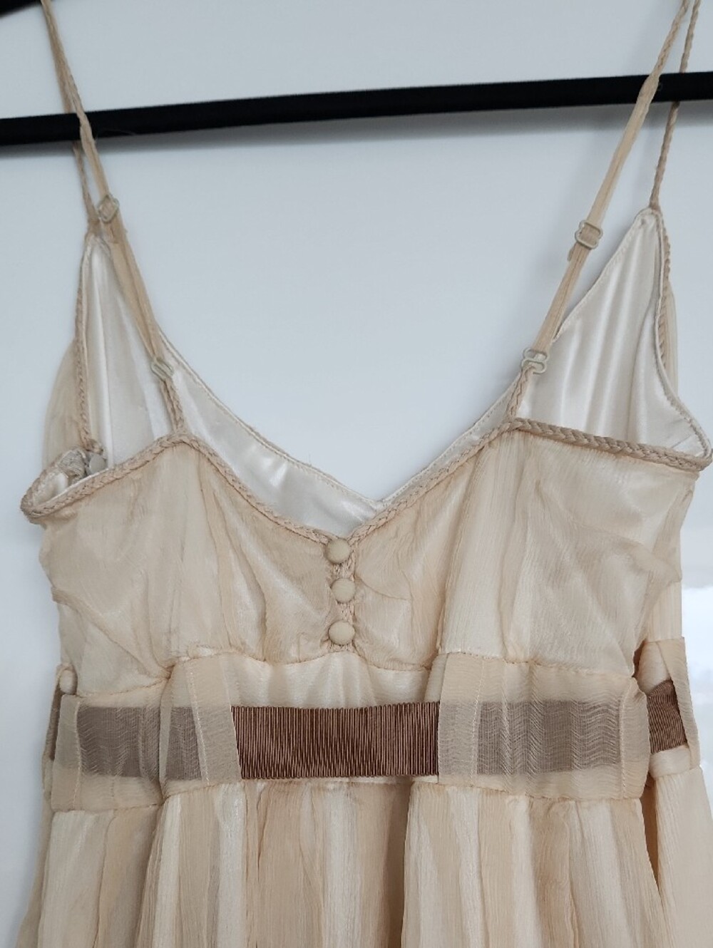Vero Moda Cream Midi Slip Dress with Brown Sash - Picture 3 of 4